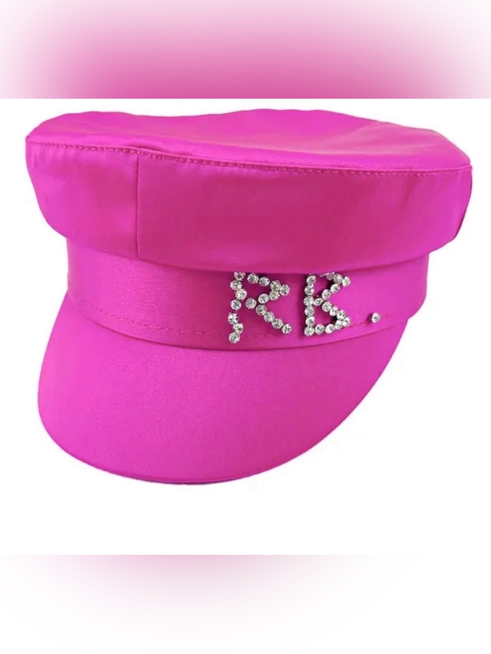 Girls Bright Pink Rhinestone Letter Cap